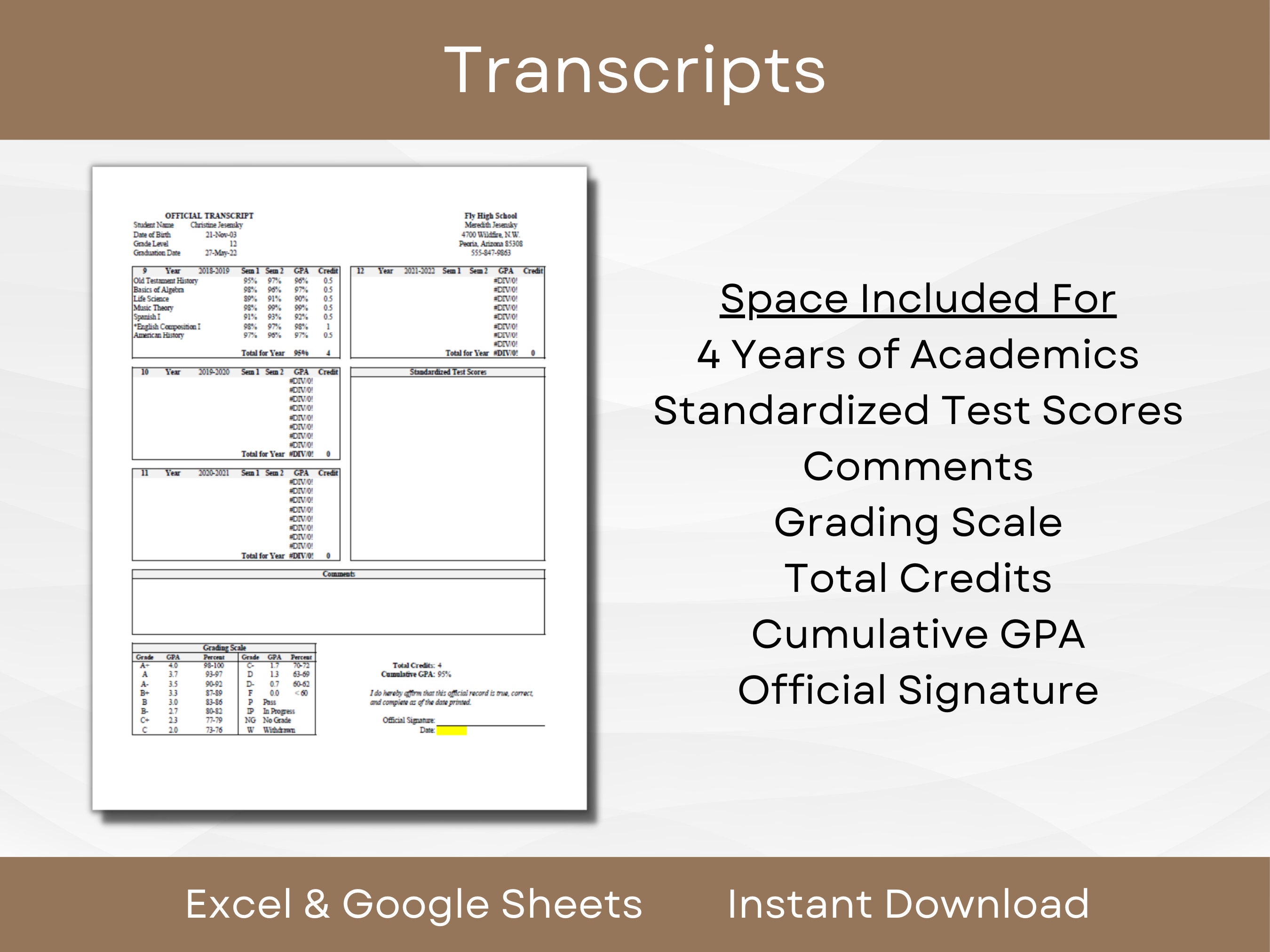 Editable High School Transcript Template Official or Unofficial Editable High School Transcript Template Official or Unofficial