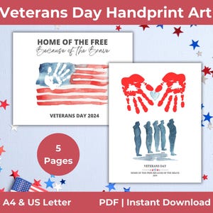 veteranen tag handabdruck kunst vorlage für kinder im Vorschulalter | Druckbare Geschenke für veteranen | A4 & US Letter | PDF Sofortdownload