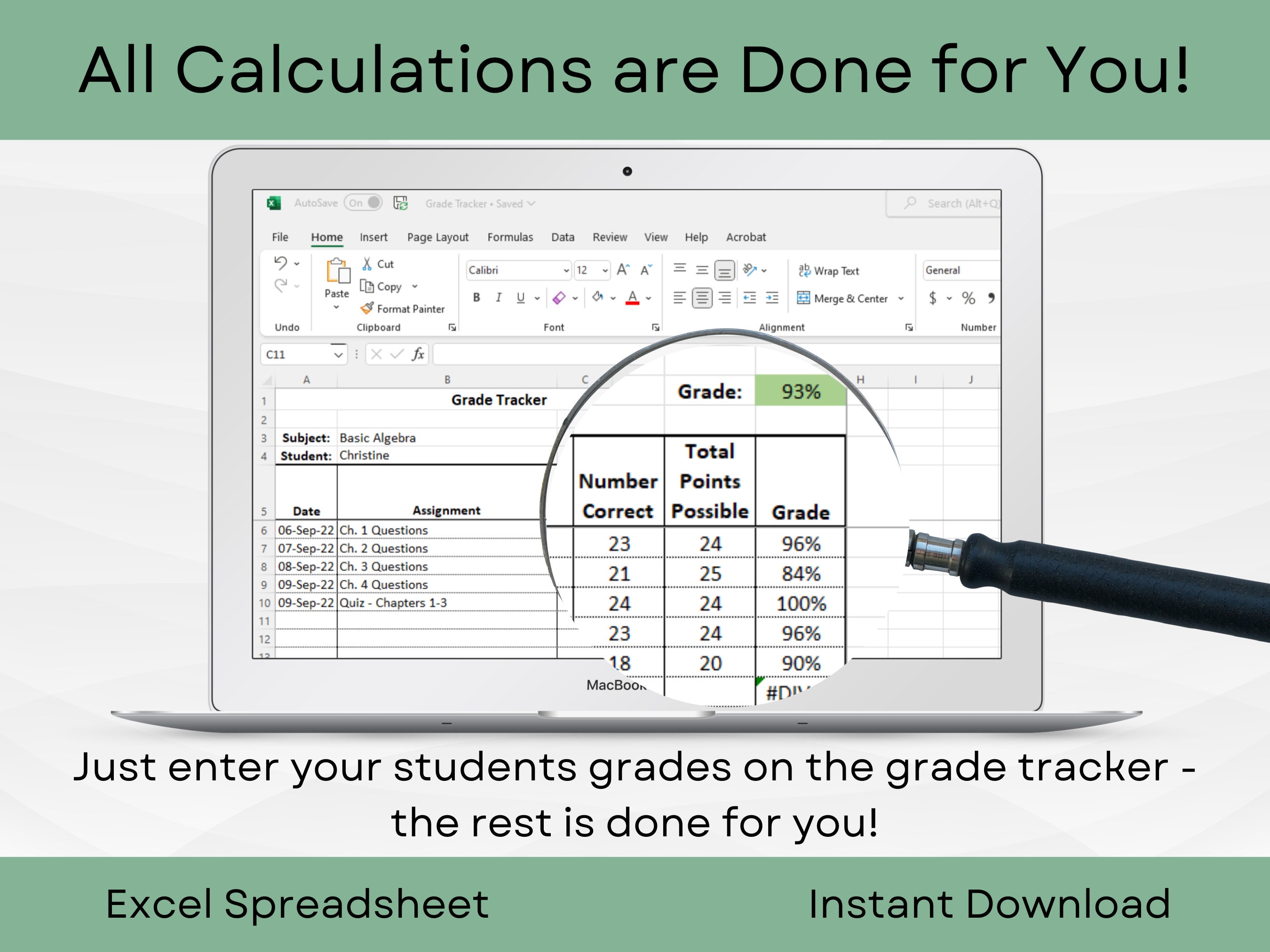 Homeschool Grade Tracker Spreadsheet | Assignment Tracker for Home ...
