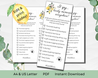 Editable I Spy Game for Bridal Showers | Printable Citrus Bridal Shower Games | A4 & US Letter | PDF Instant Download