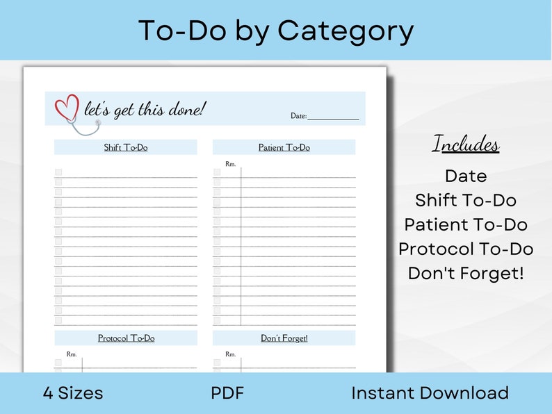 Nurse to Do List Report Sheet and Handoff Sheet for Nurses A4, A5, 5x7 Nurse to Do List Report Sheet and Handoff Sheet for Nurses A4, A5, 5x7