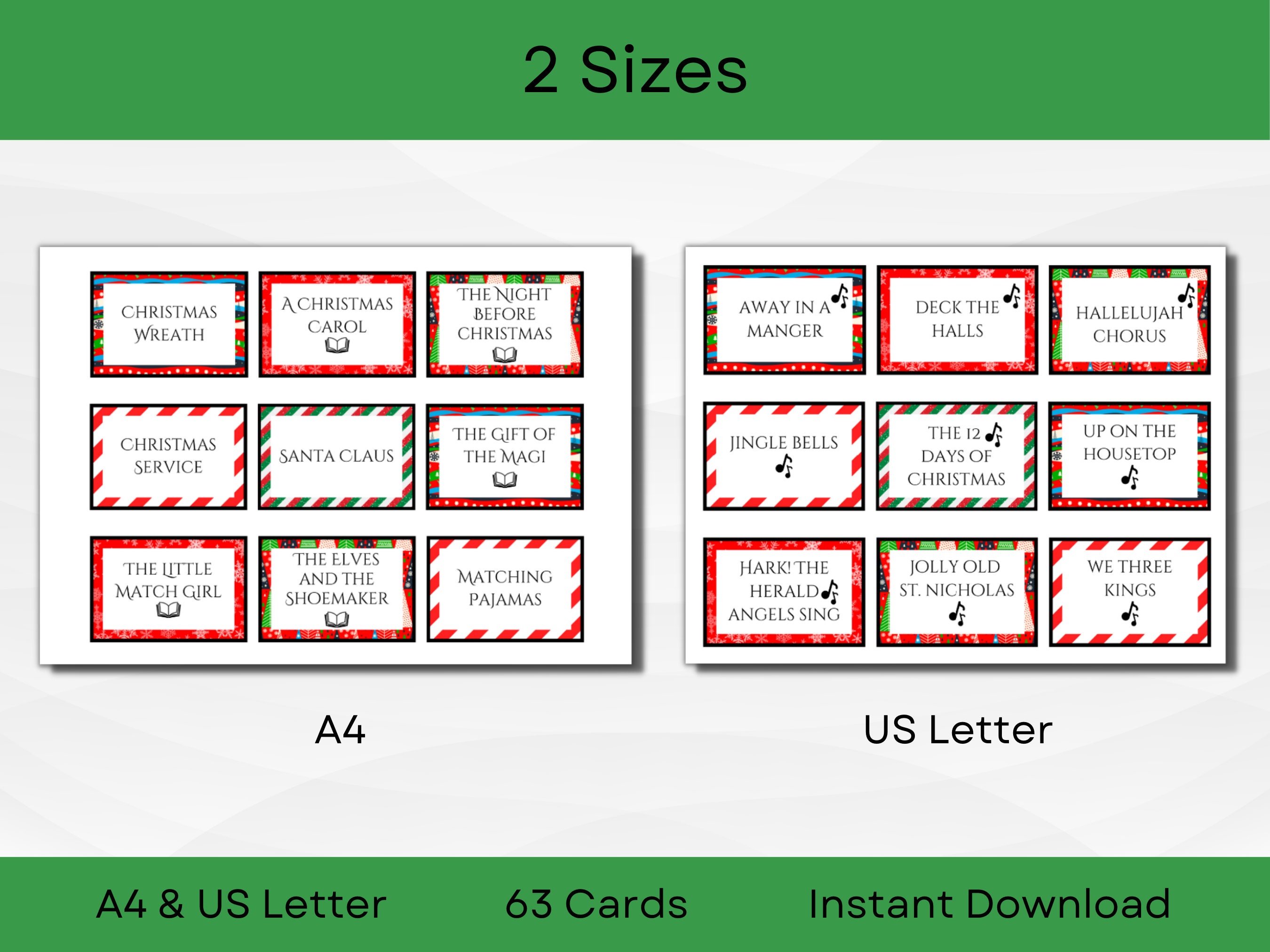Printable Christmas Charades and Pictionary Fun Christmas Advent Game ...