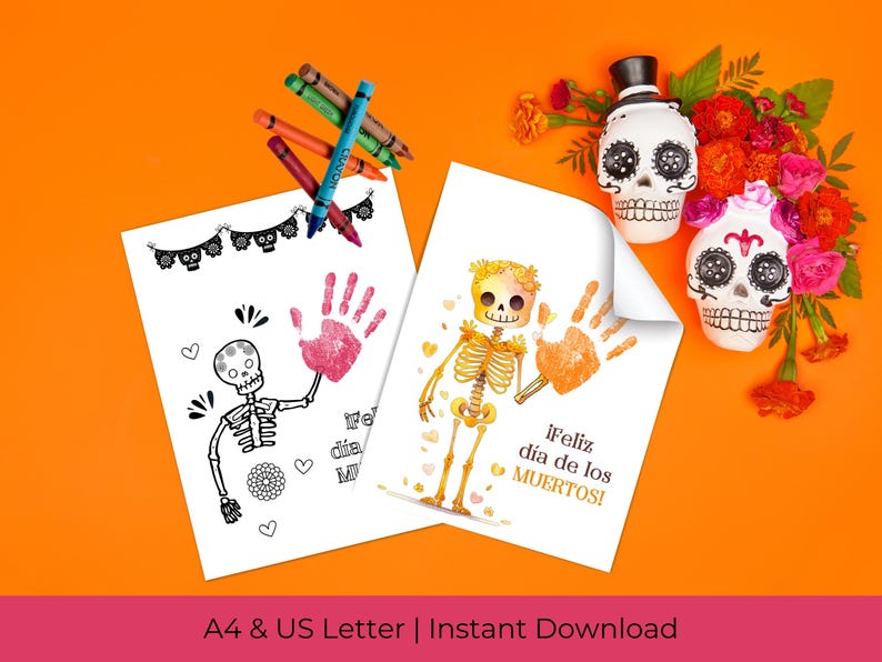 Dia De Los Muertos Handprint Art Template for Preschoolers | Day of the ...
