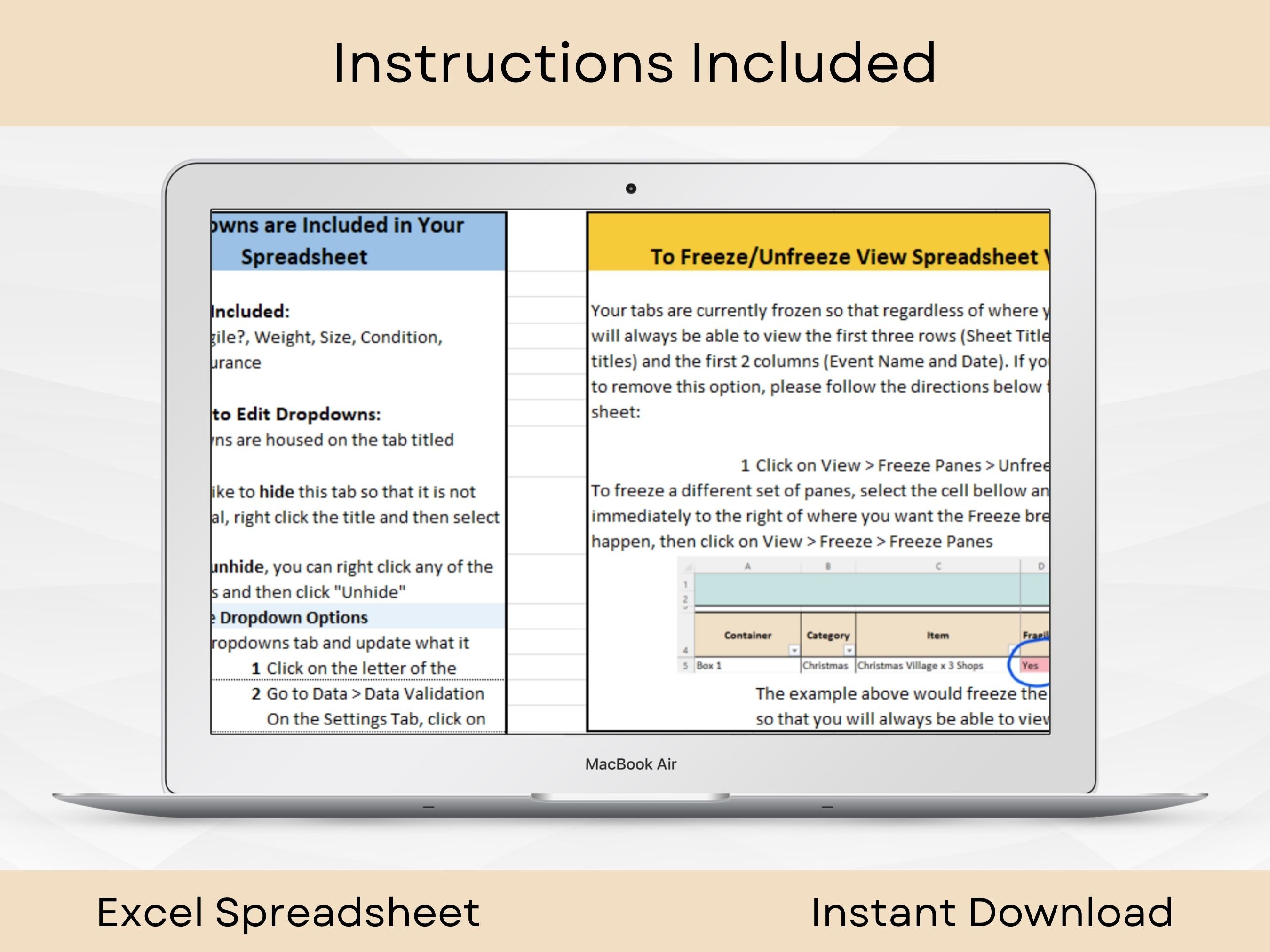 Storage Spreadsheet Storage Inventory Spreadsheet | Garage Storage | Home Management ...