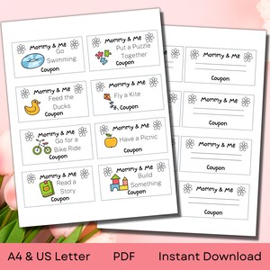 Livro de cupons EDITÁVEL do Dia das Mães para crianças | Modelo de cupom | A4 e Carta dos EUA | Download Instantâneo de PDF
