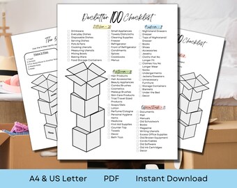 Lista di controllo stampabile per la sfida del decluttering / Planner essenziale per la pulizia delle zone in casa / Formato A4 e Lettera USA / Download immediato in PDF