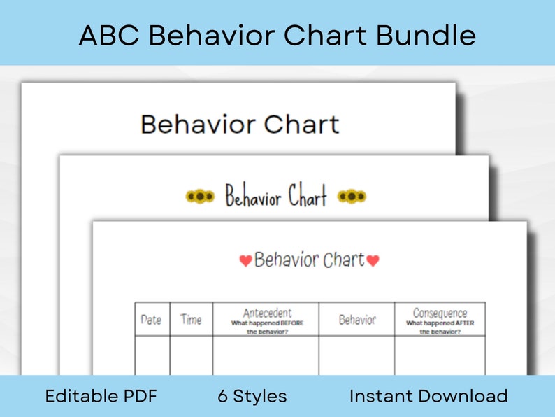 ABC Antecedentbehaviorconsequence Chart Template Recognize Etsy ABC Antecedentbehaviorconsequence Chart Template Recognize Etsy