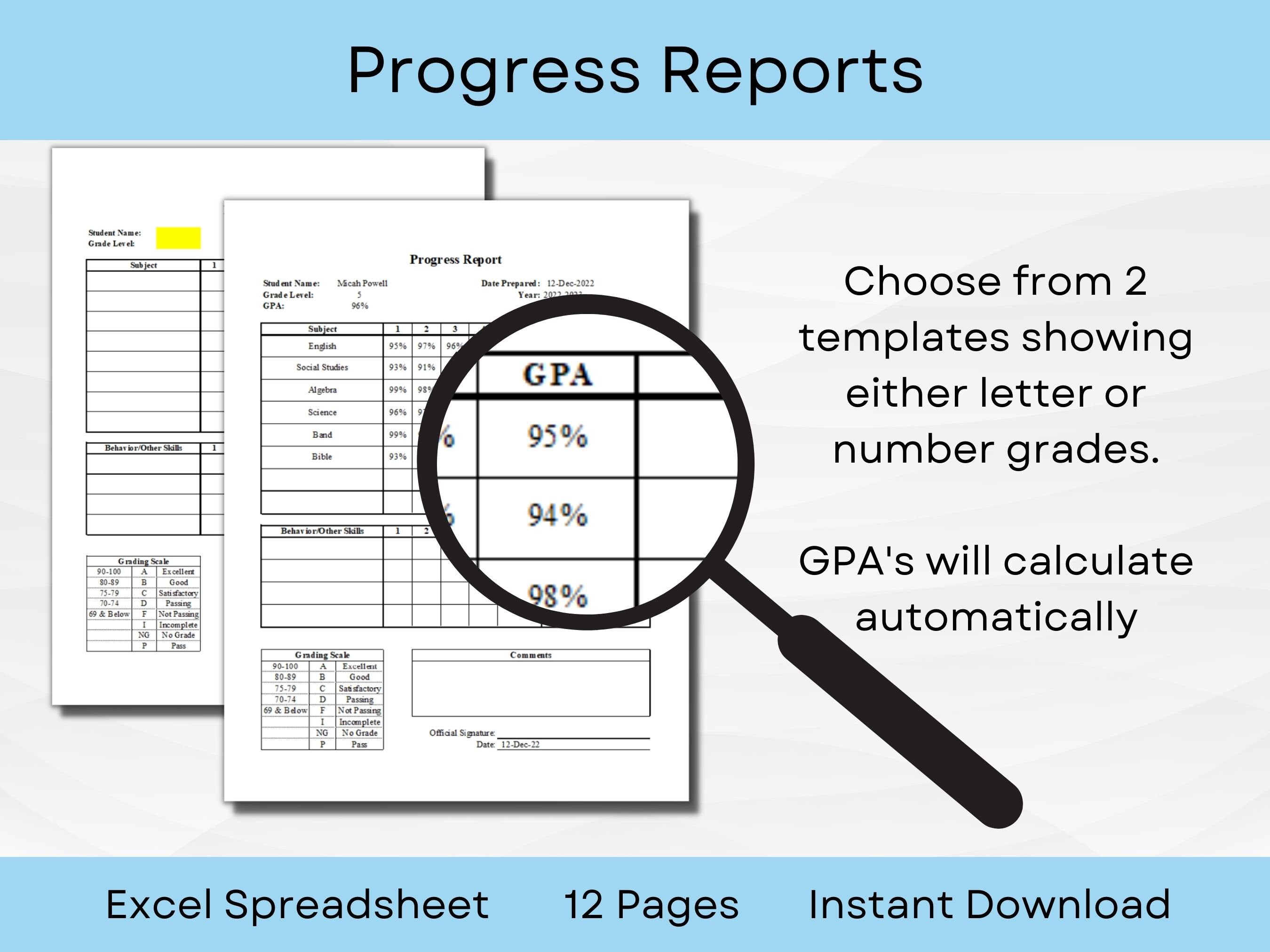 Homeschool Gradebook Progress Reports and Transcript Template Etsy