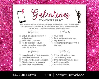 Printable Galentines Day Scavenger Hunt for Girls Night Out | A4 & US Letter | PDF Instant Download