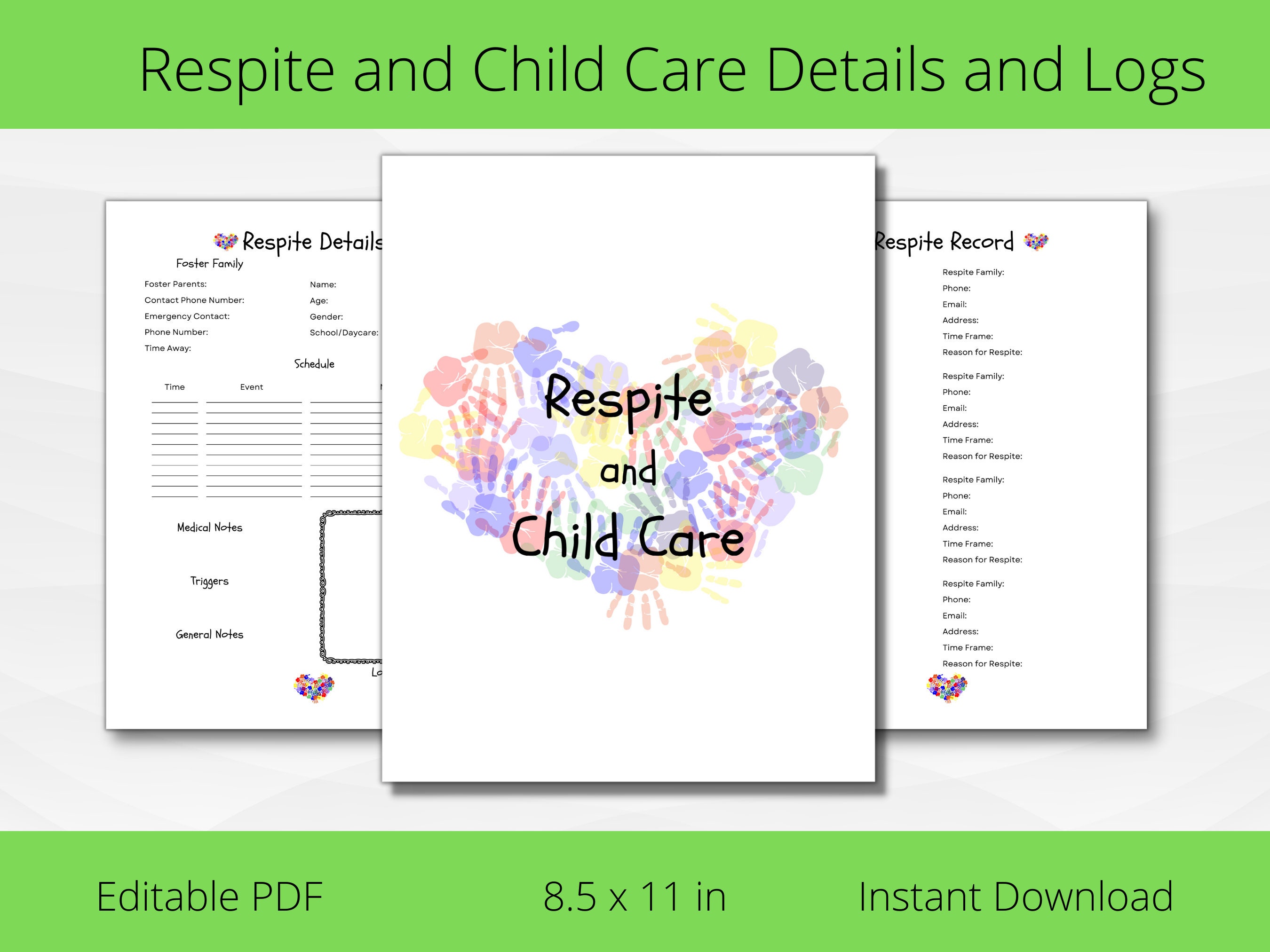 Editable Foster Care Management Respite and Child Care Bundle Details for Respite Care and