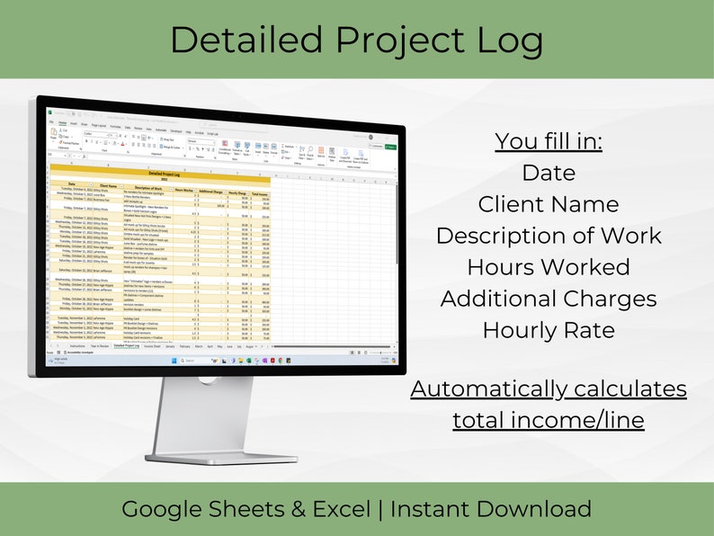 Client Project Management Tracker for Billable Hours & Income With ...