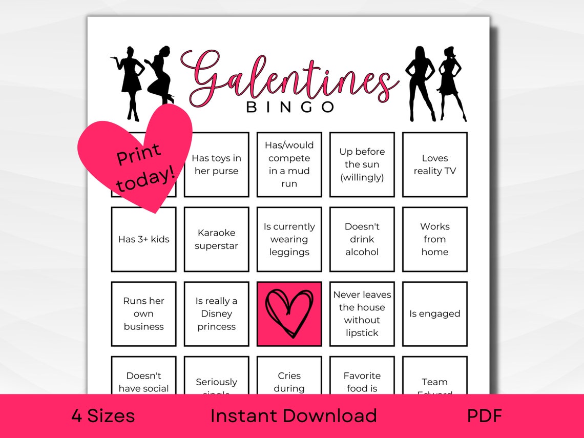 Printable Galentines Find the Guest BINGO Game A4, A5, 5x7 and US ...
