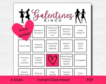Printable Galentines Find the Guest BINGO Game | A4, A5, 5x7" and US Letter | PDF Instant Download