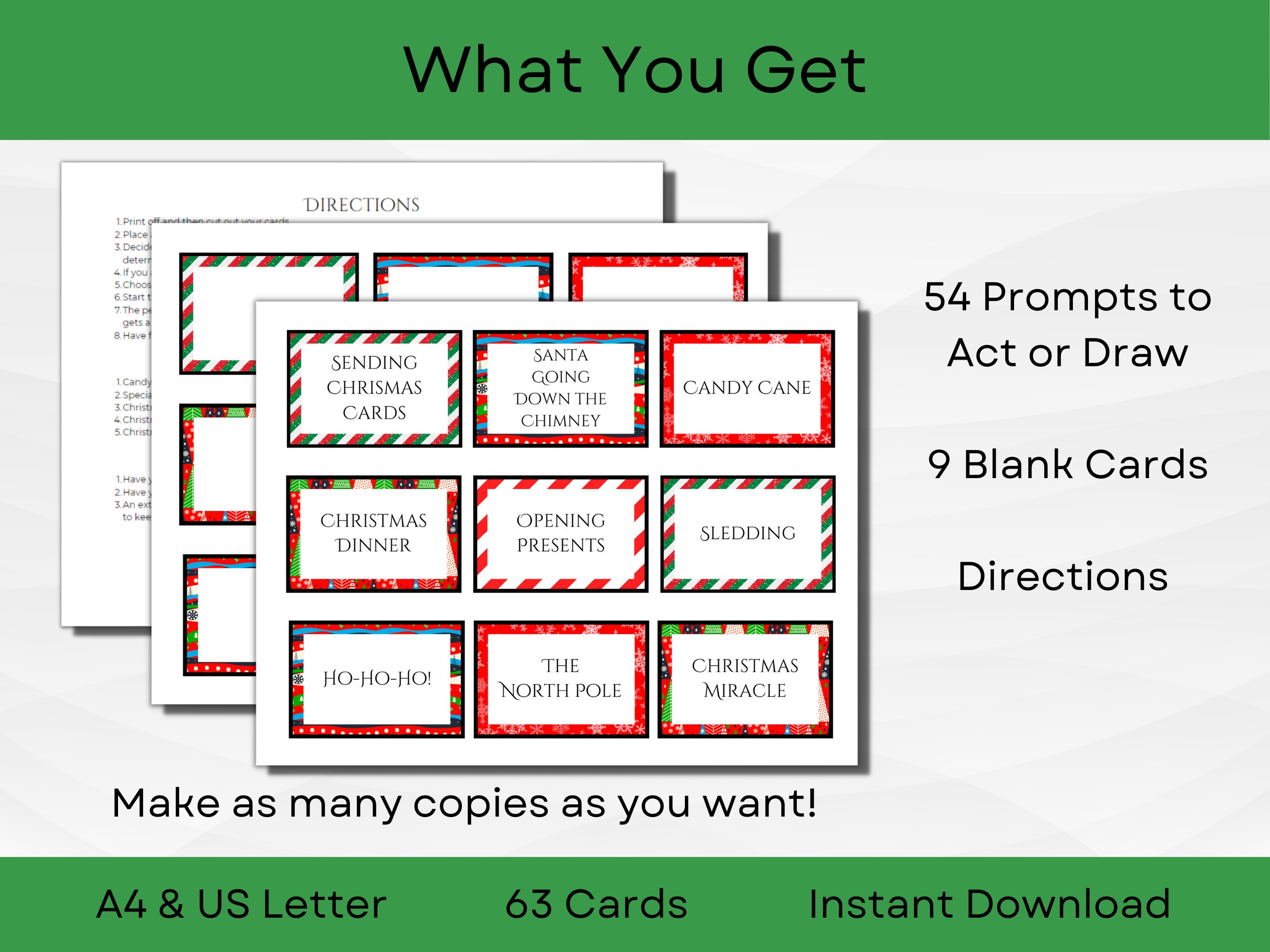 Printable Christmas Charades and Pictionary | Fun Christmas Advent Game ...