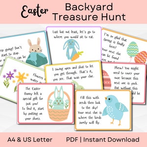 Easter Hunt Clues | Outdoor Scavenger Hunt | Easter Backyard Games for Little Ones | A4 & US Letter | Printable PDF Instant Download