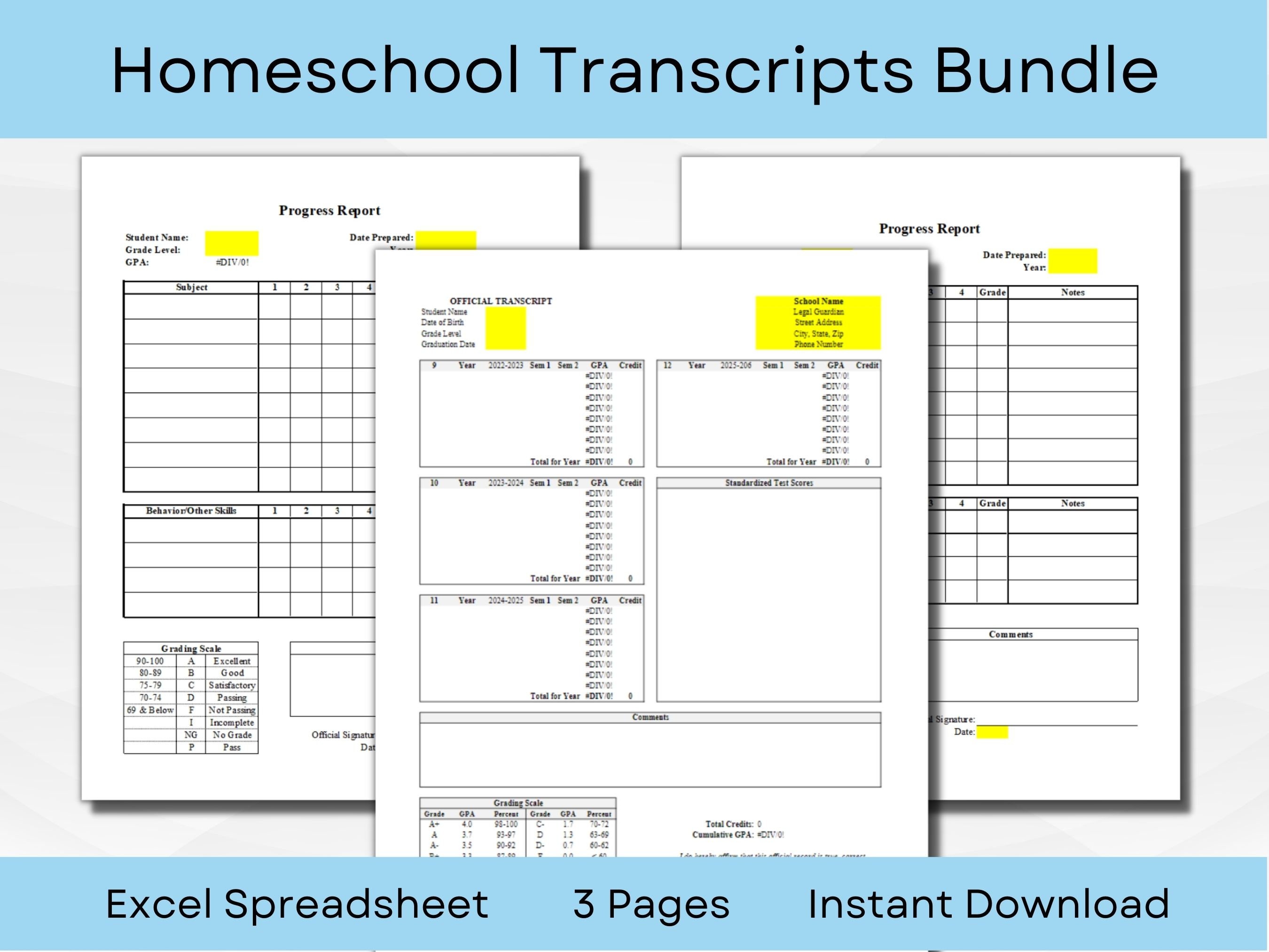 Homeschool Report Card And Transcript Template Bundle Excel Spreadsheet homeschool-report-card-and-transcript-template-bundle-excel-spreadsheet