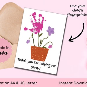 EDITABLE Mothers Day Handprint, Fingerprint Art Card from Kids | Handprint Keepsake | A4 & US Letter | PDF Instant Download