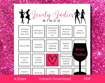 Printable Ladies Night BINGO Game | Ladies Night Games | Lovely Ladies Theme | A4, A5, US Letter & 5x7&quot; | PDF Instant Download