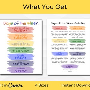 Days of the Week Printable | Editable Theme Days | Activity Ideas | A3 ...