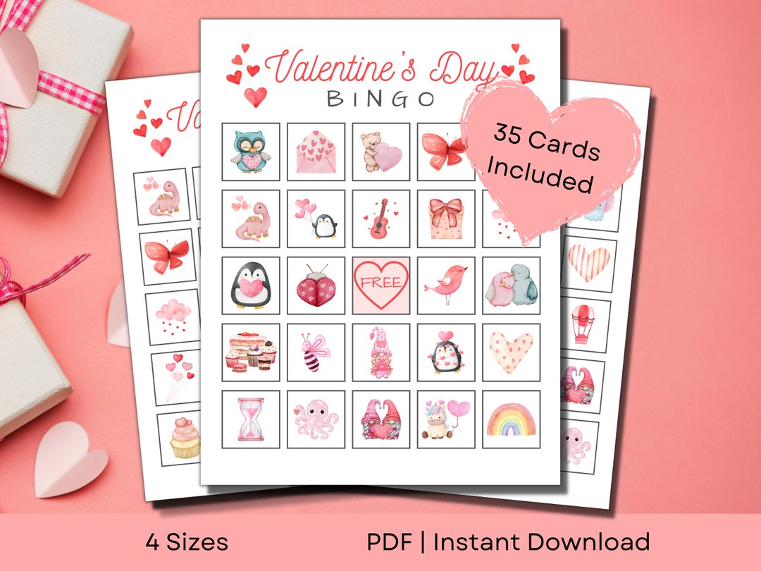 Printable Valentine BINGO | Watercolor Theme for Valentines Day Party ...