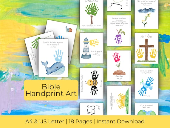 Christian Preschool Handprint Art Bundle | Bible Activities for Kids | Keepsakes for Kids | A4 & US Letter | PDF Instant Download