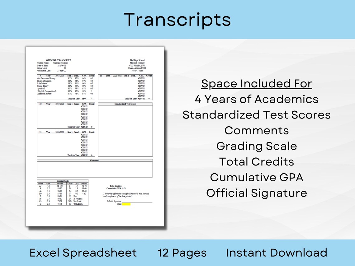 Homeschool Gradebook Progress Reports and Transcript Template Etsy