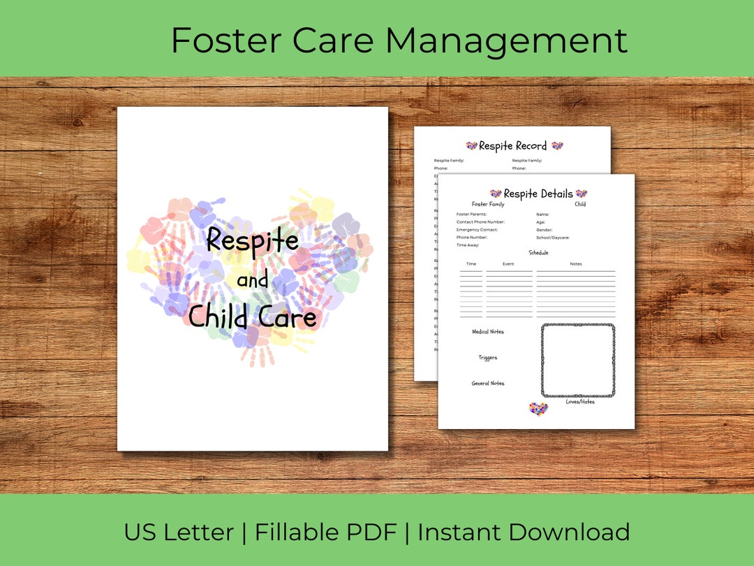 Editable Foster Care Management Respite and Child Care Bundle Details for Respite Care and