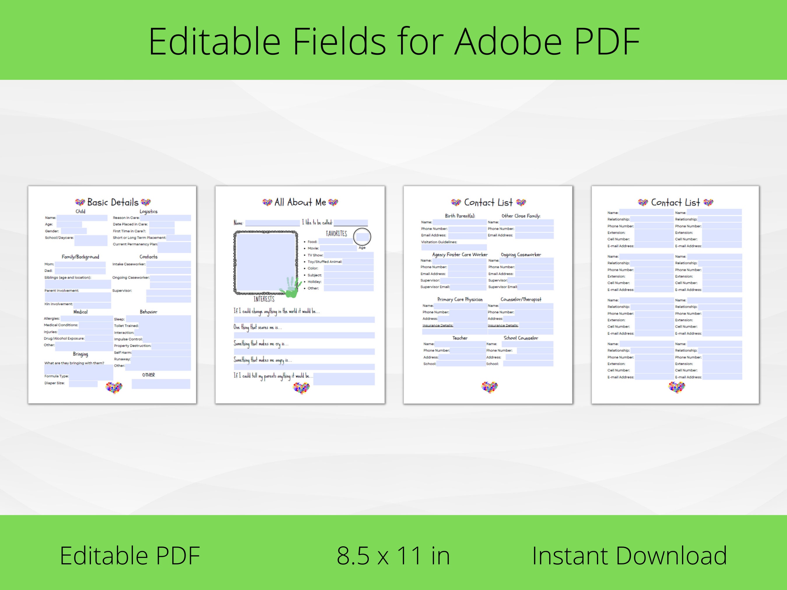 Editable Foster Care Management Child Details Bundle - Etsy