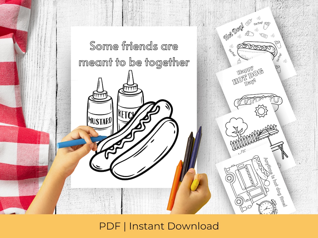 Kleurplaten hotdogs Fourth of July | Vaderlandsliefde voor kinderen | |  Amerikaanse brief | Pdf direct downloaden - Etsy België, image size:1080x810