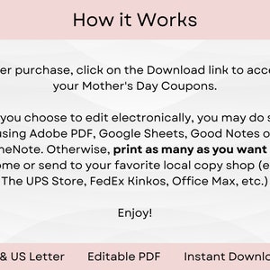 EDITABLE Floral Coupon Book Template for Mothers Day, Valentines Day ...