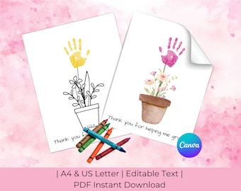 Handprint Flower Craft for Grandparents Day | Flower Coloring Page | Thank You for Helping Me Grow | A4 & US Letter | PDF Instant Download