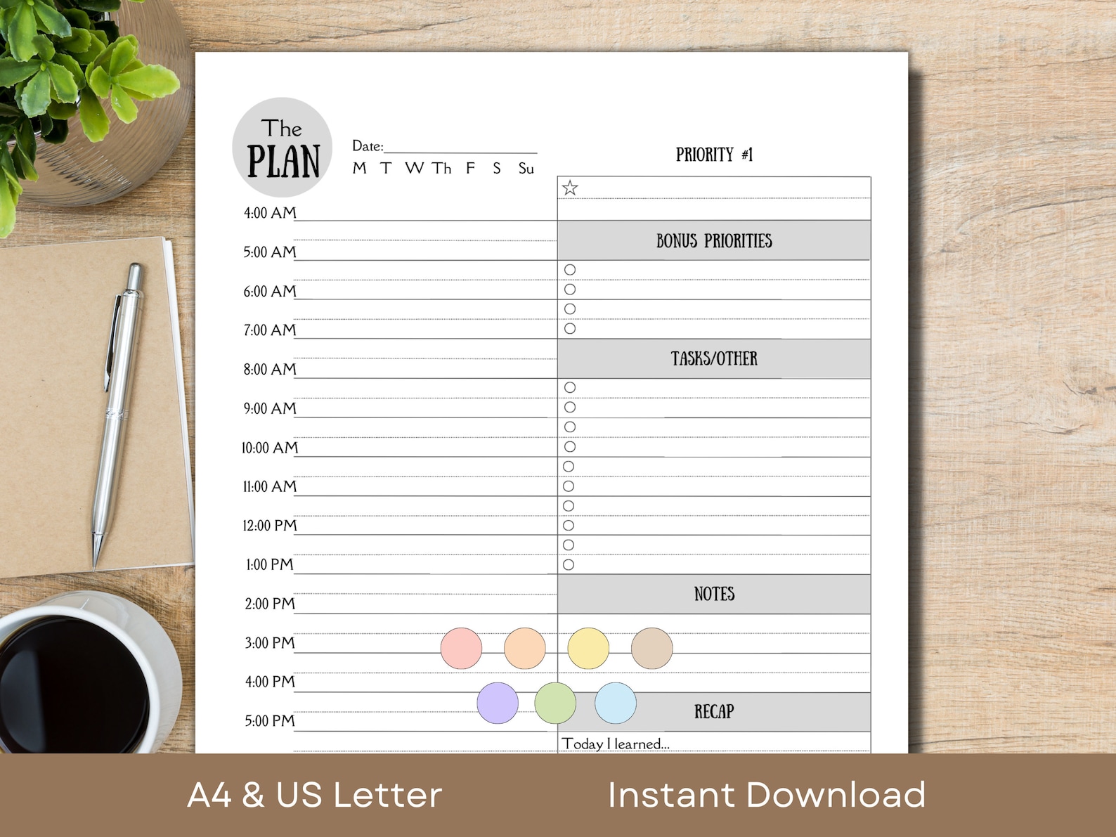 Schedule Essential Printable Daily Schedule Template for Mom, Nanny, Student, Work ...