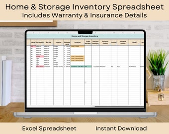 Inventory Spreadsheet with Warranty and Insurance Details | Home Management Essentials | Excel Doc INSTANT DOWNLOAD