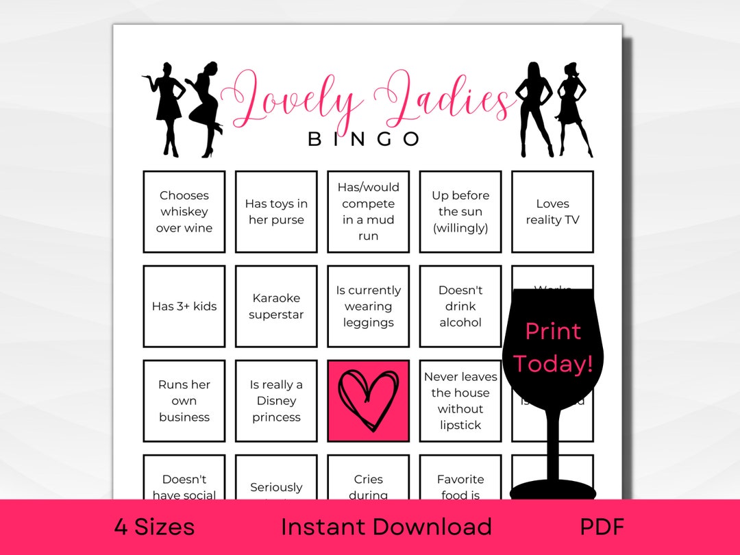 Printable Ladies Night BINGO Game Ladies Night Games Lovely Ladies ...