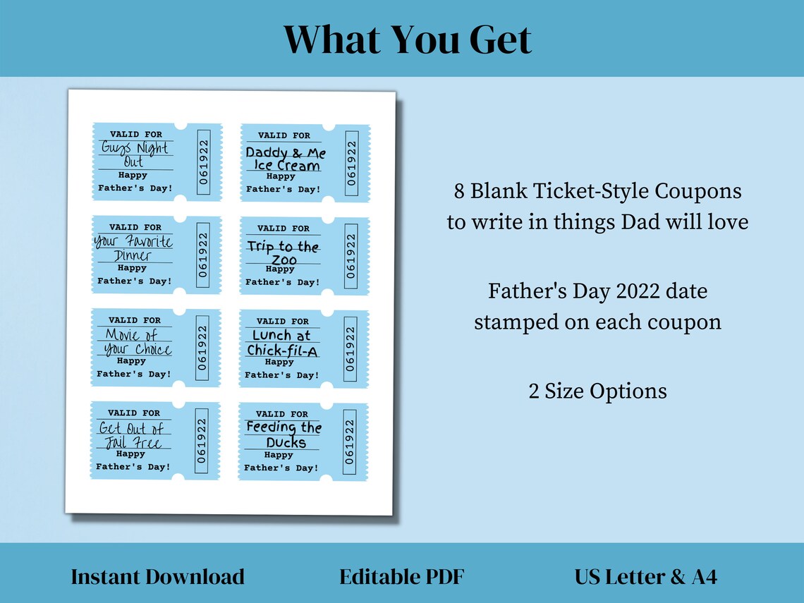 Editable Coupon Book for Him Printable Father's Day Gift From Anyone ...