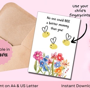 EDITIERBARE Fingerabdruck-Kunstkarte für Mama und Oma | Handabdruck Andenken | A4 & US Letter | 12,5x17,5cm Karte | PDF Sofortdownload