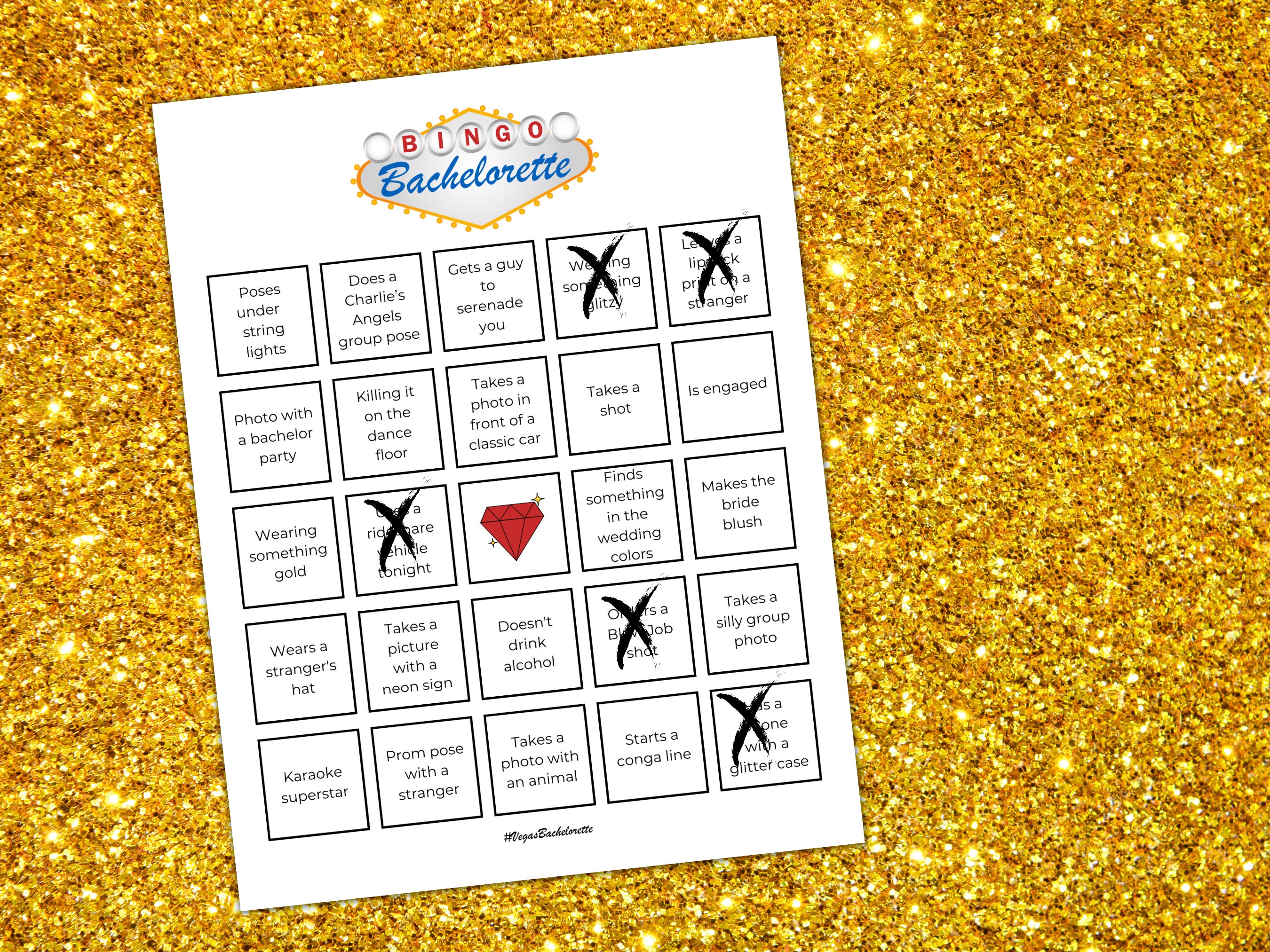 Editable Vegas Bachelorette BINGO Cards With Hashtag Bachelorette Bar