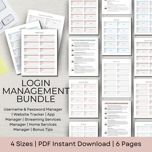 Paquete de organizador de contraseñas imprimible para elementos esenciales de carpeta por si acaso/Inserciones de planificador, A4, A5, 7 x 9 pulg., Carta EE. UU./Descarga instantánea en PDF