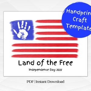 US Flag Handprint Craft | Kids Crafts | PDF Instant Download