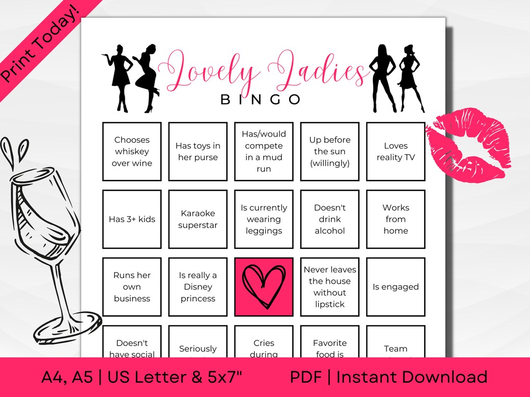 Printable Ladies Night BINGO Game Ladies Night Games - Etsy