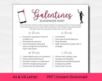 Printable Galentines Day Scavenger Hunt for Girls Night Out | A4 & US Letter | PDF Instant Download