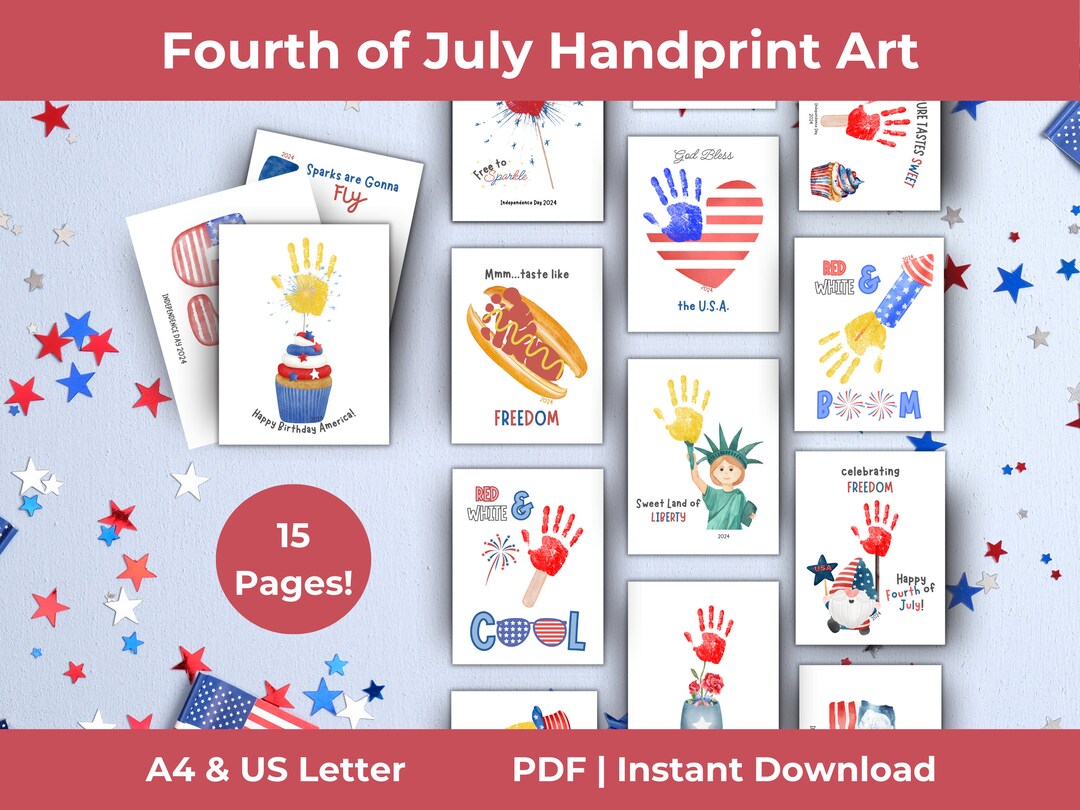 4th of July Handprint Art | Patriotic Crafts of Kids | Happy Birthday ...