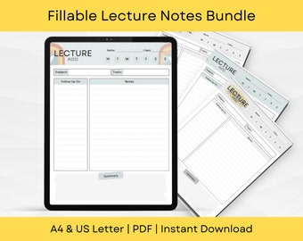 Editable Note Taking Template in 4 Designs | A4 and US Letter | Instant Download