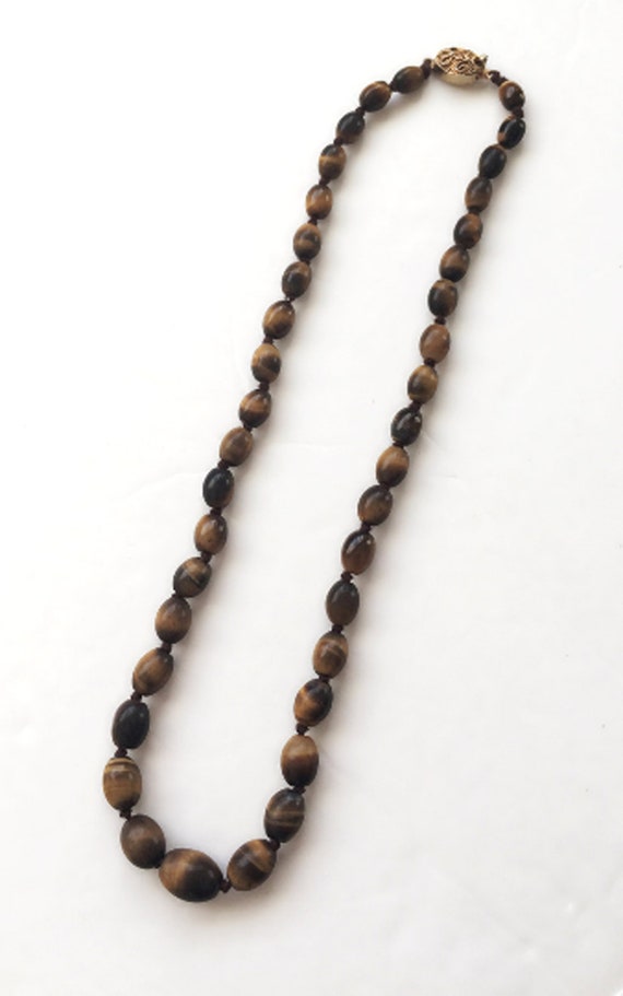 Antique  natural  tiger stone necklace