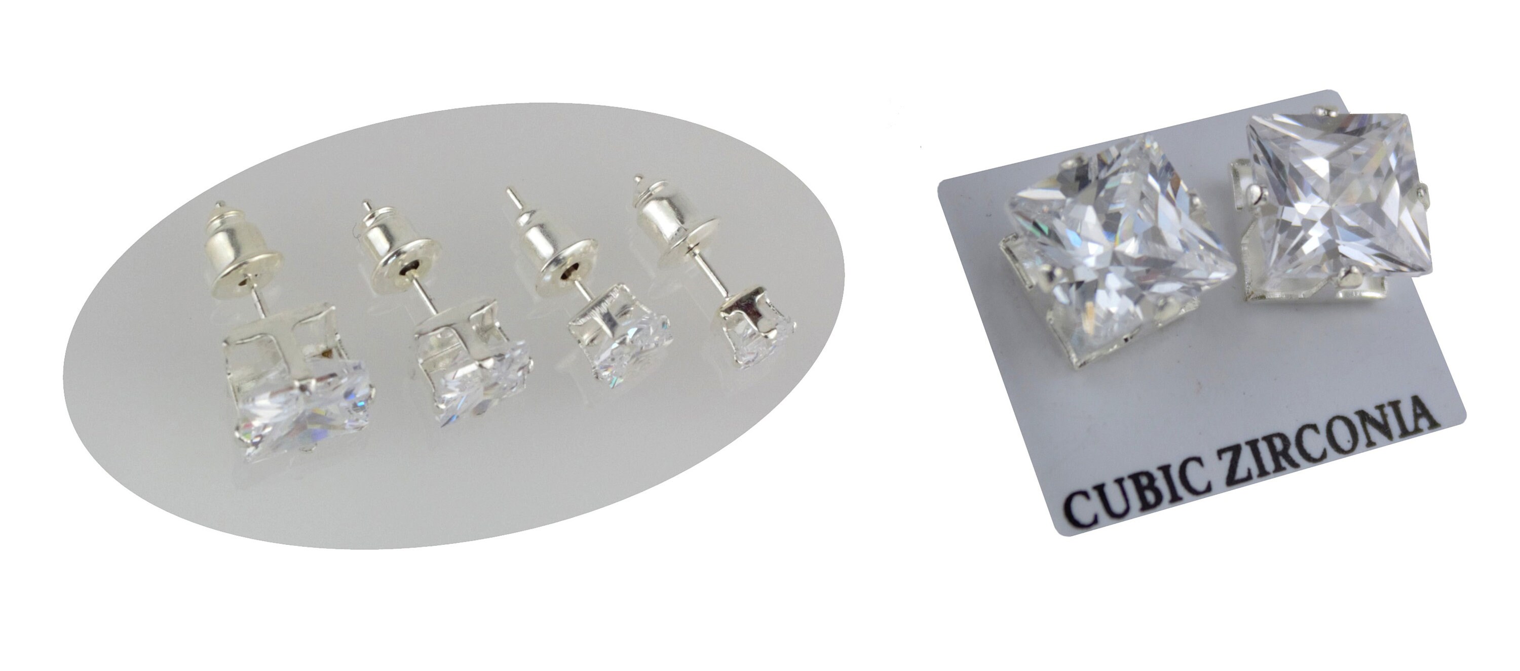 Boucles D'Oreilles Clous Zircone Carrée 2mm - Plaqué Or Sur Argent 925 - Neuf Sans Emballage