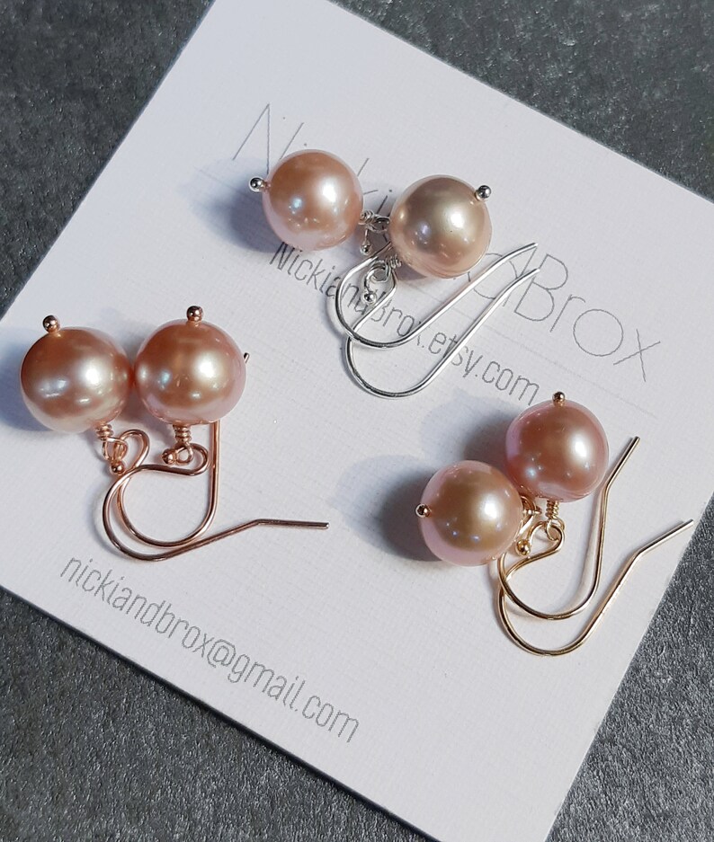 Freshwater Pearl Earrings, Dangle and drop, Gemstone jewelry, Lavender pearl, June birthstone, Bridesmaid earrings, Simple pearl earrings image 6