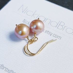 Freshwater Pearl Earrings, Dangle and drop, Gemstone jewelry, Lavender pearl, June birthstone, Bridesmaid earrings, Simple pearl earrings image 4