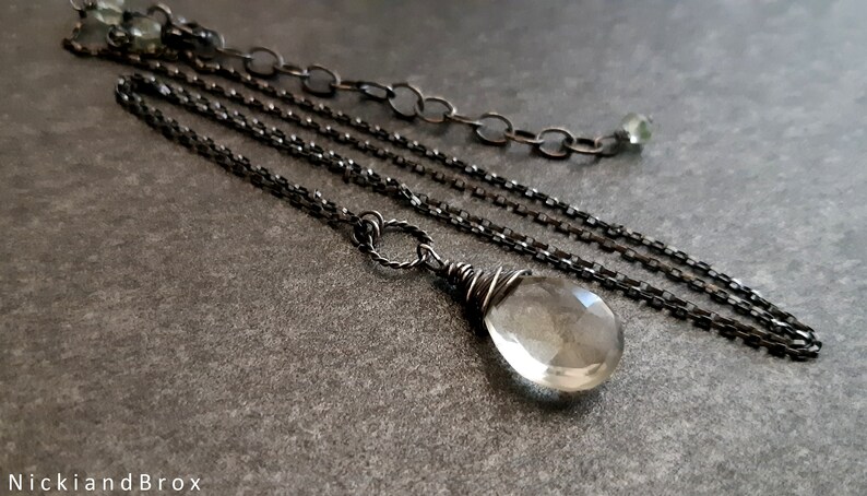 Gift for mum Wire wrapped gemstone necklace Christmas gift for girlfriend Green Amethyst Sterling Silver Necklace Amethyst necklace