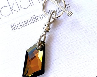 Sterling Silver Swarovski Crystal Necklace: Wire Wrapped Pendant