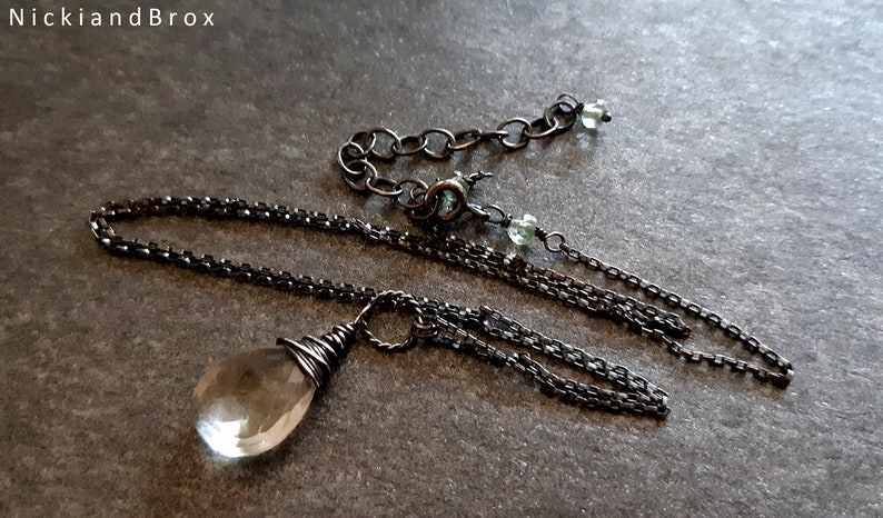 Gift for mum Wire wrapped gemstone necklace Christmas gift for girlfriend Green Amethyst Sterling Silver Necklace Amethyst necklace